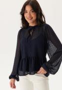 Happy Holly Peplum Dobby Dot Blouse Dark blue 44/46