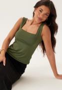 BUBBLEROOM Square Neck Top Dark green XS