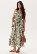 Happy Holly Sleeveless Viscose Dress Khaki green/Patterned 32/34