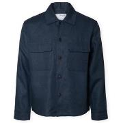 Paksu takki Selected  Relaxed Overshirt - Wyatt Linen - Outer Space  Y...