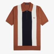 T-paidat & Poolot Fred Perry  VERTICAL STRIPE ZIP NECK SH  EU S