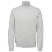 Neulepusero Selected  Noos Berg Roll Neck Knit - Light Grey Melange  E...