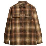 Pitkähihainen paitapusero Superdry  Surchemise  Wool Miller Marron Hom...