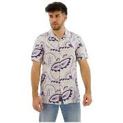 Lyhythihainen paitapusero Superdry  Chemise  imprimée en lin à col ouv...