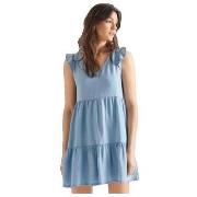 Lyhyt mekko Superdry  Robe  Tinsley à volants bleu mi-délavé  EU M