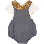 Absorba Romper Set Blue Chambray 1 Month