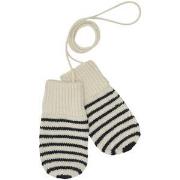 FUB Striped Knitted Mittens Cream 56/68 cm