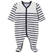 Petit Bateau Stripe Footed Baby Body Navy/White 1 month