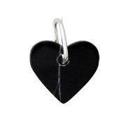Design Letters Stone Heart Charm - Black/Sterling Silver One Size