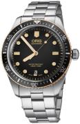 Oris Miesten kello 01 733 7707 4354-07 8 20 18 Divers Musta/Teräs