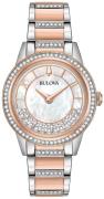 Bulova Naisten kello 98L246 Crystal Valkoinen/Punakultasävyinen