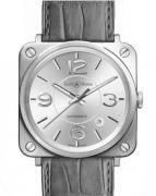 Bell & Ross Miesten kello BRS92-SI-ST-SCR BR S Quartz Hopea/Nahka