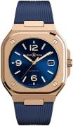 Bell & Ross Miesten kello BR-O5-BLUE-GOLD-RUBBER-STRAP Br 05