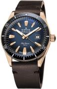 Edox Miesten kello 80126-BRN-BUIDR Skydiver Sininen/Nahka Ø42 mm