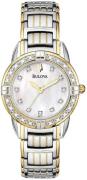 Bulova Naisten kello 98R125 Diamond Valkoinen/Kullansävytetty teräs