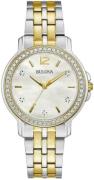 Bulova Naisten kello 98X127 Crystal Valkoinen/Kullansävytetty teräs