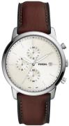 Fossil Miesten kello FS5849 Minimalist Chronograph Hopea/Nahka Ø42 mm