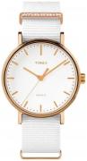 Timex Naisten kello TW2R49100D7 Weekender Valkoinen/Tekstiili Ø37 mm