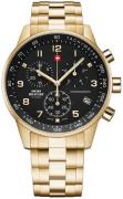 Swiss Military Miesten kello SM34012.12 Chrono Musta/Kullansävytetty