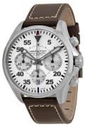 Hamilton Miesten kello H64666555 Khaki Chronograph Hopea/Nahka Ø42 mm