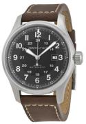 Hamilton Miesten kello H70625533 Khaki Musta/Nahka Ø44 mm