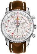 Breitling Miesten kello AB0441211G1X1 Navitimer Gmt Hopea/Nahka Ø48