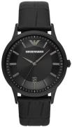 Emporio Armani Miesten kello AR80057 Renato Musta/Nahka Ø43 mm