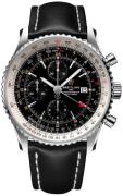 Breitling Miesten kello A24322121B2X1 Navitimer Gmt Musta/Nahka Ø46