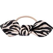 Corinne Leather Bow Big Hair Tie Zebra