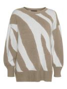 VERO MODA Neulepaita 'VMNancy'  tummabeige / offwhite