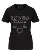 19V69 ITALIA Paita 'BELLA STONE LOGO'  musta / hopea