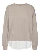 VERO MODA Collegepaita 'VMYOYO'  taupe / valkoinen