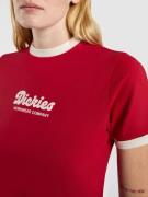 DICKIES Paita 'LEWISTOWN'  rubiininpunainen / valkoinen