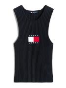 Tommy Jeans Neuletoppi  tummanpunainen / musta / valkoinen