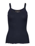 Silk Top W/ Elastic Navy Rosemunde