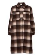 Helia Long Check Shirt Brown NORR