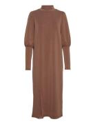 Ellemw Puff Long Dress Brown My Essential Wardrobe