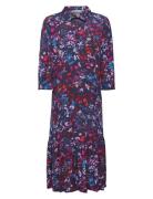 Patterned Button Front Dress Navy Esprit Casual