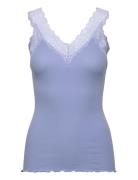 Organic Top W/ Lace Blue Rosemunde