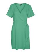 Vmmymilo Ss Wide Wrap Short Dress Wvn Ga Green Vero Moda