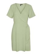 Vmmymilo Ss Wide Wrap Short Dress Wvn Ga Green Vero Moda