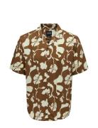 Onsdash Life Reg Visc Aop Ss Shirt Noos Brown ONLY & SONS