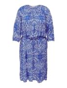 Carsonya Life 3/4 V-Neck Calf Dress Aop Blue ONLY Carmakoma