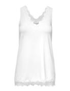 Rwbillie Sl Lace V-Neck Top White Rosemunde