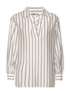 Rel V-Neck Stripe Blouse Beige GANT