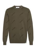 Les Deux Logo Cotton Knit Khaki Les Deux