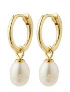 Berthe Recycled Pearl Hoop Earrings Gold-Plated Gold Pilgrim