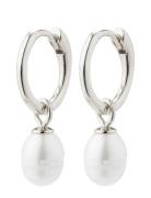 Berthe Recycled Pearl Hoop Earrings Silver Pilgrim