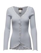 Rwbabette Ls V-Neck Regular Lace Ca Grey Rosemunde