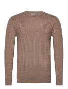 Slhberg Cable Crew Neck Noos Brown Selected Homme